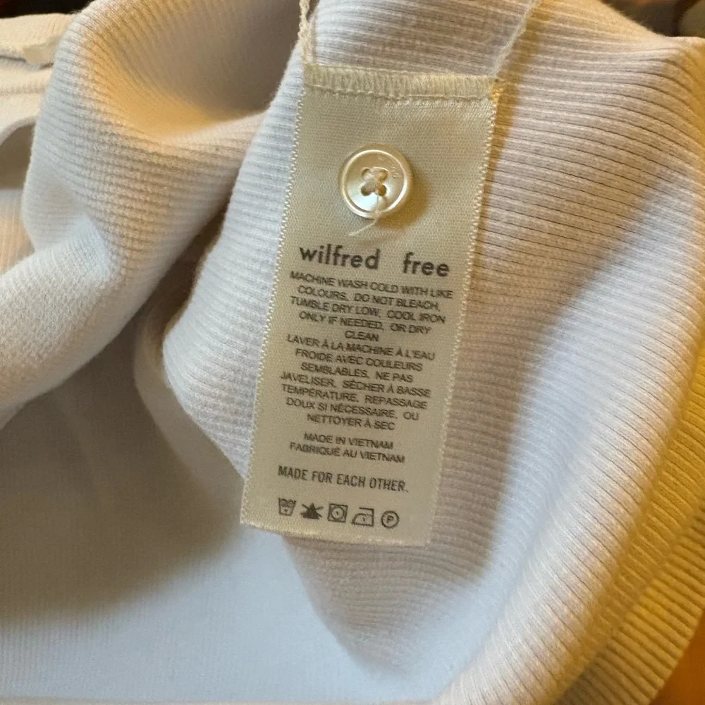 Wilfred Free White Ribbed Cropped Long Sleeve Top Size S - Picture 4 of 7